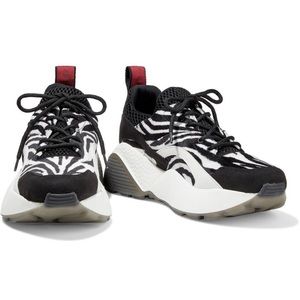 Stella McCartney Eclypse Mesh and Zebra-Print Velvet Sneakers like new!